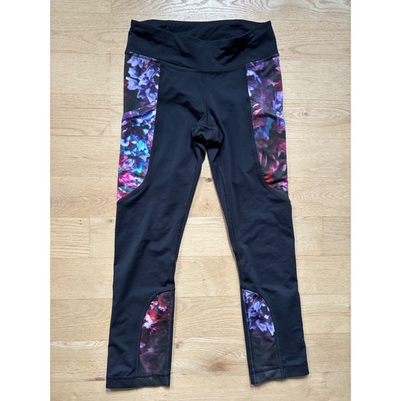 Lululemon Run Reflect Crop Leggings Black Spring Sprung Multi Floral Cropped 4 - Picture 3 of 13